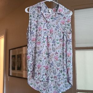 Beautiful floral sleeveless blouse